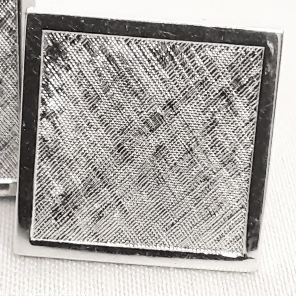 💎Dante Cuff Links Brushed Silver Tone Squares